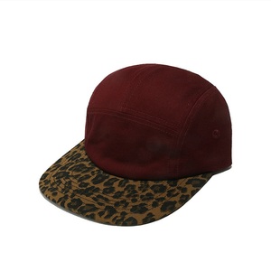 Gorra con estampado de leopardo para hombre, estilo camper, con visera plana, cierre a presión, vintage, con visera de leopardo, de lona bicolor, tipo béisbol, para camping. - Product Image 3