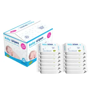 Lingettes à eau organique, personnalisées, bon marché, vente en gros, démêlante, pour nouveau-né, hypoallergéniques, papier de mouchoirs mouillés pour bébés, pièces