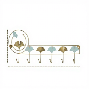 Riel de metal con diseño de ventilador, 6 ganchos, organizador minimalista multifuncional que ahorra espacio para llaves, bolsos, bufandas - Product Image 2