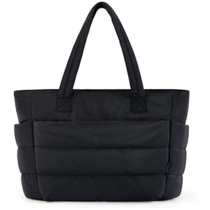 Sac fourre-tout isotherme pour femme, noir, horizontal, carré, avec fermeture éclair, style décontracté, design simple - Product Image 5