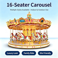 Manège électrique en fibre de verre à 16 places, carrousel commercial pour usage intérieur/extérieur, certifié CE, parc d'attractions pour enfants