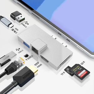 TUTI venta al por mayor de alta velocidad 7 en 1 estación de acoplamiento USB 3,0 TF SD Hub tipo C 1000M Megabit USB Hub para <span class=keywords><strong>Surface</strong></span> <span class=keywords><strong>Pro</strong></span> <span class=keywords><strong>8</strong></span>/9/X - Product Image 1