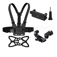 Hongdak pour accessoires GoPro : Sangle de poitrine double épaule B, ensemble 6-en-1 (sangle de poitrine + clip téléphone), kit de cyclisme et de prise de vue en maille de silicone