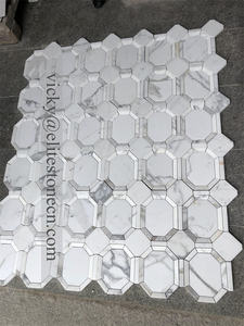 Calacatta batu marmer emas efek 3D ubin mosaik desain Modern untuk dekorasi dinding Interior rumah ketebalan 10mm dengan fitur parket - Product Image 2