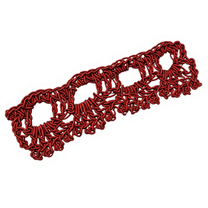 NRGY CROCHET Bordure en dentelle au crochet faite main élégante, motif géométrique à bord festonné, 7x20cm, blanc, mélange polyester/coton, pour couture de robes - Product Image 1