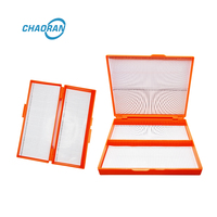 100 Positions Lab Case Holder with Cork Pad ABS Plastic Microscope Glass Slides Storage Box for Histology Pathology