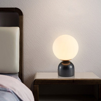 Lampe de table en marbre et verre de style nordique avec lumière nocturne - Salon, chambre à coucher, bureau - Design simple et luxueux