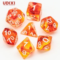 Pour Udixi Logo personnalisable Donjons et Dragons polyédriques en plastique Résine RPG Jeu de dés Glaçure colorée Orange