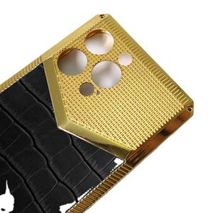 <span class=keywords><strong>Coque</strong></span> de protection de luxe deux-en-un <span class=keywords><strong>coque</strong></span> de protection en cuir de vachette personnalisée plaquée or plaqué or 24k pour <span class=keywords><strong>coque</strong></span> iphone - Product Image 1