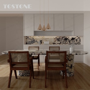 Mesa de Comedor Extra Grande de Mármol Natural Tostone ODM, Piedra Calacatta <span class=keywords><strong>Viola</strong></span> de Italia con Base de Doble Pedestal para 12 Personas - Product Image 3