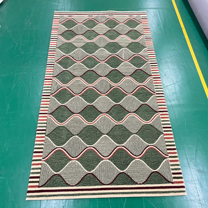 Alfombra de seda de bambú de lana hecha a mano de 6X10 pies, patrón de ondas geométricas, alfombra resistente a las manchas de colores Retro para decoración del hogar - Product Image 6