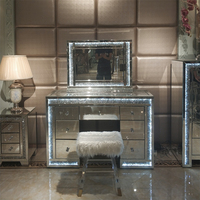 Stock sur nous! Docarelife-Table de courtoisie éclairée en forme de diamant écrasé miroir avec tabouret, coiffeuse de chambre à coucher