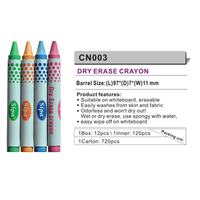 Sipa CN003 Crayons classiques multicolores effaçables à l'eau ou à sec Emballage en vrac facilement effaçable et durable