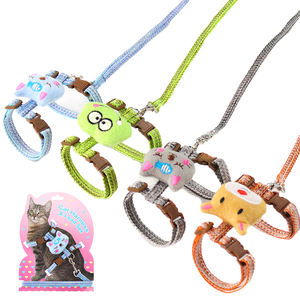Arnés de algodón de nailon de tejido duradero para mascotas, chaleco a prueba de <span class=keywords><strong>escape</strong></span> para perros pequeños, conjunto de correa de arnés de pecho para gatos con cuello de patrón a cuadros - Product Image 1