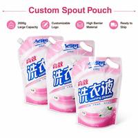 Pochette souple personnalisée imprimée, durable, recyclable, résistante aux produits chimiques, avec bec verseur, pour emballage de liquides, détergent lessive en aérosol et savon