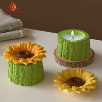 Bougie parfumée artisanale en cire de soja en forme de souche d'arbre et de pot de tournesol, pour la décoration intérieure et comme cadeau de mariage