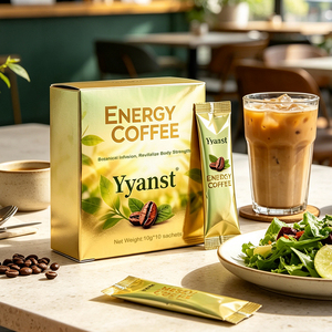 Café Energético Botánico Dorado Brillante 10g*10 Sobres, Cartón Dorado Metálico para Viajes y Hogar, Revitaliza y Fortalece Todo el Cuerpo, OEM - Product Image 2