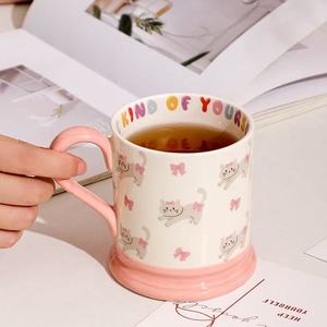 M illustrazione di gatto rosa carino lettere colorate in ceramica <span class=keywords><strong>tazza</strong></span> di acqua <span class=keywords><strong>tazza</strong></span> di caffè <span class=keywords><strong>tazza</strong></span> regalo <span class=keywords><strong>tazza</strong></span> di ceramica - Product Image 3