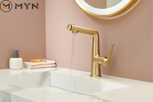 Interrupteur à <span class=keywords><strong>clé</strong></span> au design moderne robinet de salle de bain en laiton pour eau chaude et froide robinet de lavabo à tirette - Product Image 2