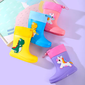 Bottes de pluie pour enfants en caoutchouc imperméable, motifs dinosaures et licornes, jaunes, bleus, roses, violets, vente en gros, personnalisables - Product Image 1