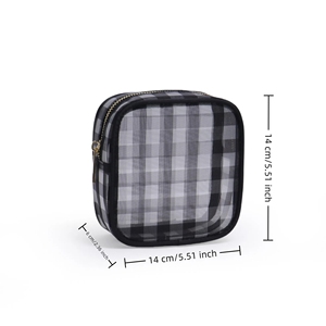 Bolsa de Maquillaje Pequeña, Ecológica, de Nailon, Personalizada, con Cierre, para Viajes, Almacenamiento de Cosméticos, Diseño a Cuadros - Product Image 5