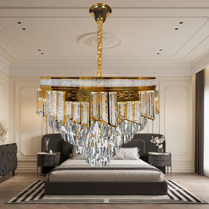 Luxe Moderne Rectangle Cristal Or LED Lustre Plafond Montage Lustre Lampes Suspendues Suspension Luminaire Lampen Pour <span class=keywords><strong>Foyer</strong></span> - Product Image 3