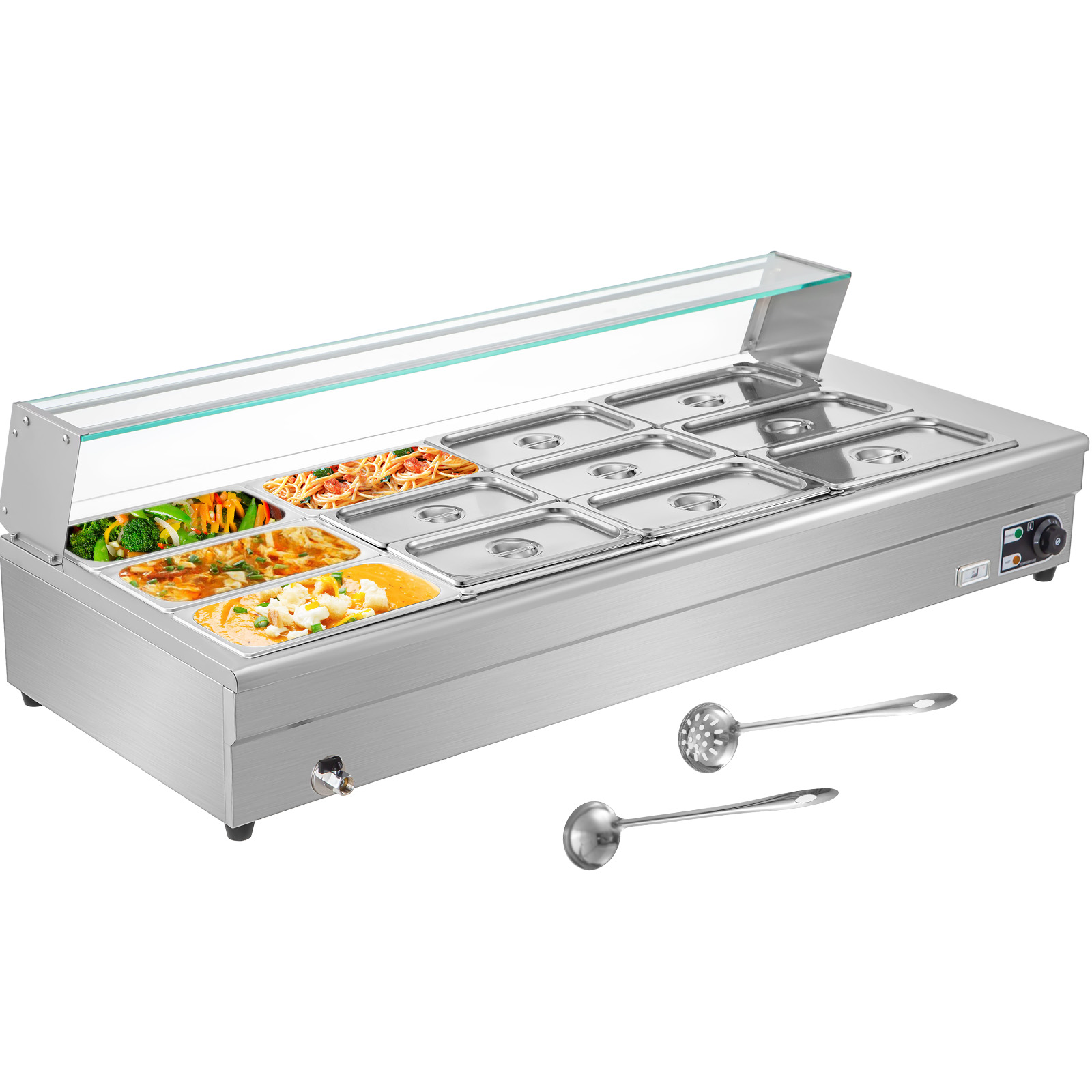 12-pan Bain Marie хранилище для детского питания и коммерческих еда Мармит 1800w Sus (нержавеющая сталь) хранилище для детского питания и дисплей буфет Ресторан кухонное оборудование
