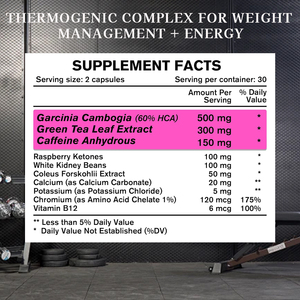 高级定制脂肪燃烧器胶囊，适用于含有藤黄果和绿茶提取物的女性，可促进新陈代谢和能量 - Product Image 2