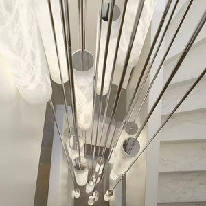 Vente en gros de lustre Sumatra en albâtre en V, lampes en laiton, <span class=keywords><strong>suspension</strong></span> LED moderne de luxe pour îlot de <span class=keywords><strong>cuisine</strong></span> de salle à manger - Product Image 1