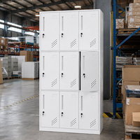 Armoire de rangement en acier à 9 portes, armoire en métal blanc avec étagère intérieure, trou de ventilation pour le bureau, l'école, la salle de sport, la salle du personnel
