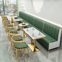 Ensemble table et chaises de restaurant multifonctionnel en PU au design minimaliste moderne, pour desserts, burgers, thé au lait, avec banquette murale 4-8 places