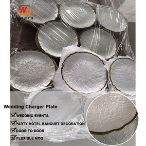 จานรับประทานอาหารขอบแก้วสีขาวมุกสีทองสวยงามเรียบเนียนสำหรับงานแต่งงานงานปาร์ตี้โรงแรม - Product Image 3