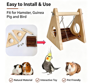 <b>Wooden</b> Hamster Swing Exercise <b>Toy</b> With Chain Seat For Small Pets - Product Image 4