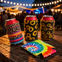 Personalizado portátil plegable reutilizable neopreno aislado antideslizante impermeable sublimación lata de cerveza cubierta titular enfriador