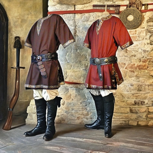 男子中世纪骑士战士服装绿色束腰外衣配诺曼骑士编织维京海盗撒克逊拉普顶级化装斗篷 - Product Image 3