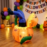 Décoration d'Halloween emblématique pour votre jardin : Jack-o'-lantern orange avec fonction auto-gonflante pour une installation rapide