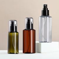 Bouteille en plastique à épaule diagonale verte, marron, transparente de 100 ml, 150 ml, 200 ml, flacon pulvérisateur à couvercle intégral, flacon vide pour sous-conditionnement de lotion