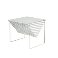 Table basse avec support de stockage de fil en métal, carrée, moderne, style nordique, noir, 2 pièces