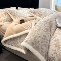 Parure de lit vintage en velours de lait gaufré à motifs floraux, housse de couette double face douce en fausse fourrure de lapin avec bordure en peluche pour une rétention de chaleur optimale