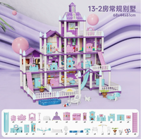 Ensemble de blocs de construction créatifs pour enfants - Jouet éducatif à assembler soi-même avec des briques colorées, jeu de rôle imaginatif, cadeau violet