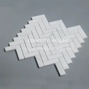 Herringbone China Carrara white Marble Mosaic