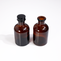 200ml Décor vide bouteille d'huile essentielle carré verre roseau diffuseur bouteille avec bouchon et compte-gouttes ambre décor à la maison bouteille de parfum