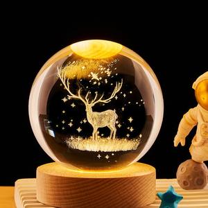 Bola <span class=keywords><strong>de</strong></span> Cristal <span class=keywords><strong>de</strong></span> 8 CM, Luz Nocturna LED 3D con Forma <span class=keywords><strong>de</strong></span> Corazón Planetario, Alimentación USB, Luz Cálida para Mesita <span class=keywords><strong>de</strong></span> <span class=keywords><strong>Noche</strong></span>, Regalo <span class=keywords><strong>de</strong></span> Navidad, Adorno - Product Image 4