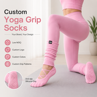 Chaussettes de yoga antidérapantes personnalisées avec logo, chaussettes de Pilates et de barre, chauffe-jambes style ballet, prix d'usine, faible MOQ, OEM ODM