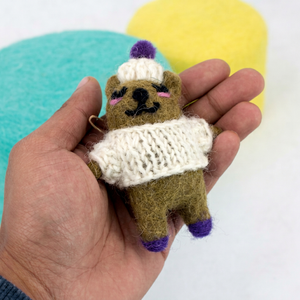 Felt & Yarn Handmade Felt Polar <b>Bear</b> Ornaments with Blue Scarf Christmas Tree Decorations <b>Cute</b> Animal Pendant Indoor Use Child - Product Image 5