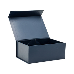 Luxury Sturdy A5 Deep Navy Blue Folding Magnetic <b>Gift</b> Tie <b>Box</b> with Ribbon - Product Image 4