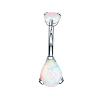 G23 Anneau de ventre en titane courbé avec incrustation de CZ ou d'opale en forme de larme | Bijoux de piercing au nombril hypoallergénique pour femmes et hommes