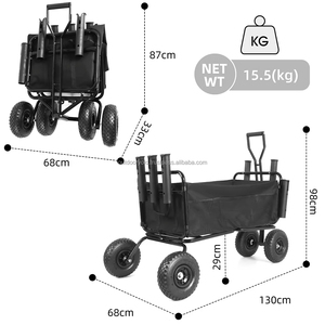Chariot de plage pliable 4 roues Shopping Wagon de pêche pliable chariot robuste gonflable plage roues poche de rangement 550 - Product Image 2