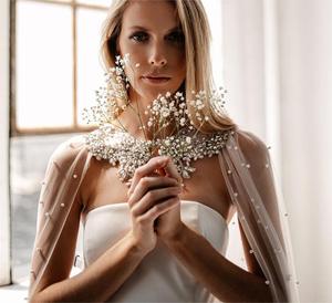 Dernière conception Cape de mariée, accessoires de mariage, <span class=keywords><strong>voile</strong></span> Long boléro strass perle fait à la main châle de mariée - Product Image 4