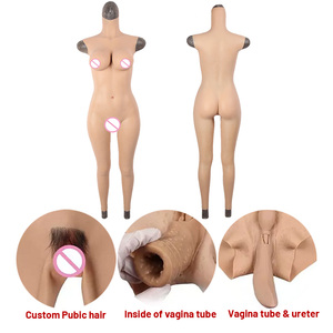 Eta Drag Queen traje de piel de cuerpo completo para mujer Copa D pecho falso vagina falsa ropa interior Mujer mono silicona crossdress ropa - Product Image 2